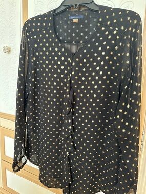 Tommy Hilfiger Black Blouse with Gold Dot Print